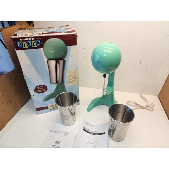 Salton Diner Malt Mixer Shake mixer DM22g With 2 Serving Cups NOS in box - Picture 10 of 12